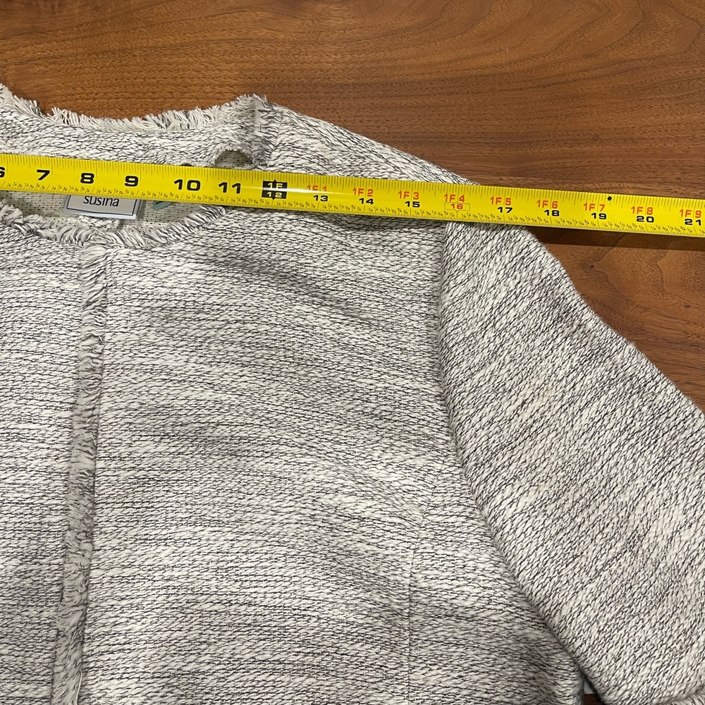 Nordstrom Susina Tweed Light Gray Women's Blazer Jacket XL cotton - Picture 4 of 9